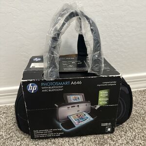 HP Photosmart A646 Compact Photo Printer 4x6 5x7 Bluetooth New w/ Case